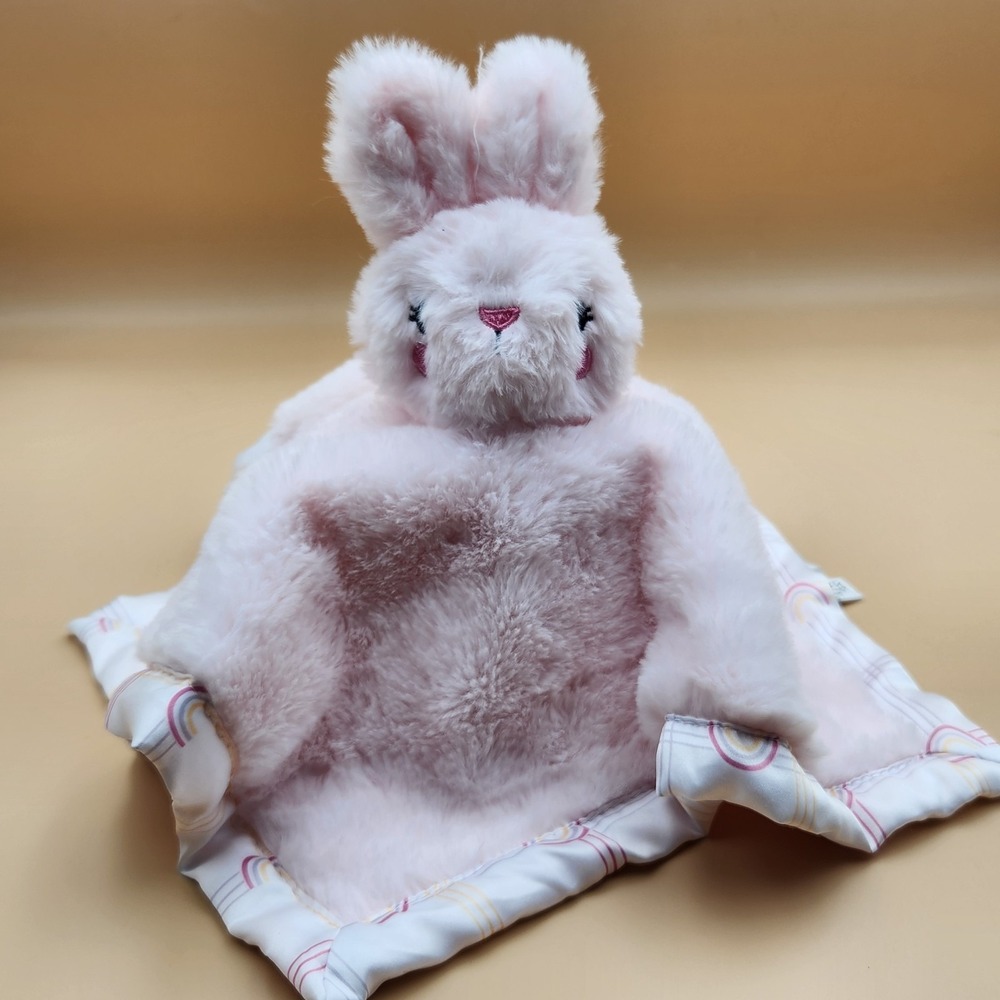 Parents Choice Infant Baby Pink Bunny Lovey Satin Security Blanket Plush Toy